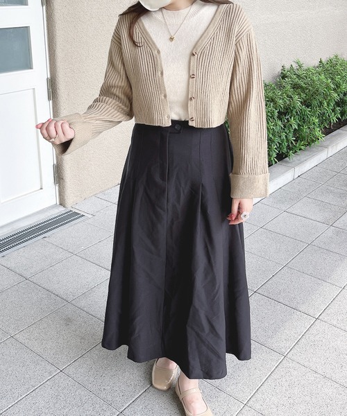 EPICKS（エピックス）の「【yuririnコラボ】ハイネックフリルシアートップス　アンサンブルニット（カーディガン/ボレロ・レディース・ベージュ/ブラウン/アイボリー・F）」の6枚目の写真