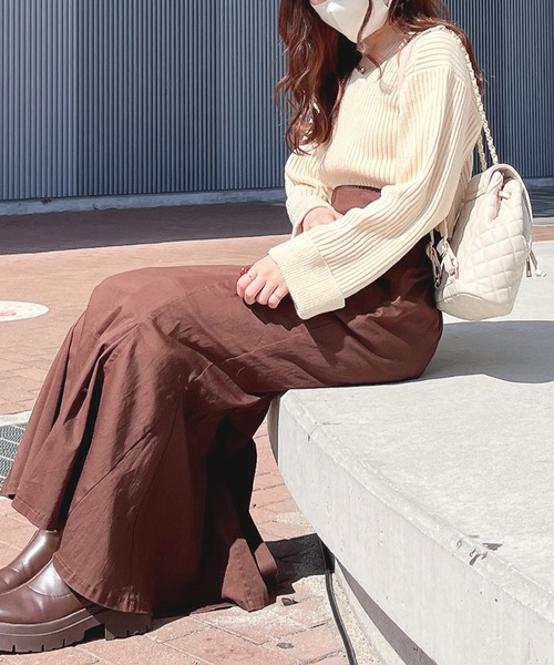 EPICKS（エピックス）の「【yuririnコラボ】ハイネックフリルシアートップス　アンサンブルニット（カーディガン/ボレロ・レディース・ベージュ/ブラウン/アイボリー・F）」の10枚目の写真