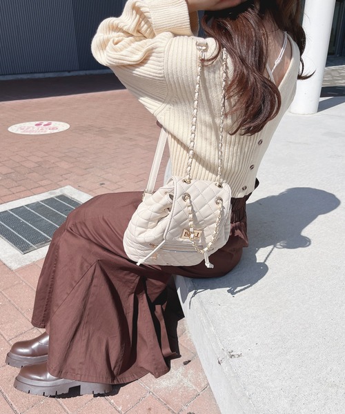 EPICKS（エピックス）の「【yuririnコラボ】ハイネックフリルシアートップス　アンサンブルニット（カーディガン/ボレロ・レディース・ベージュ/ブラウン/アイボリー・F）」の14枚目の写真