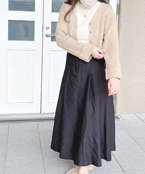 EPICKS（エピックス）の「【yuririnコラボ】ハイネックフリルシアートップス　アンサンブルニット（カーディガン/ボレロ・レディース・ベージュ/ブラウン/アイボリー・F）」の9枚目の写真