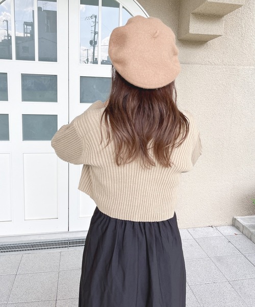 EPICKS（エピックス）の「【yuririnコラボ】ハイネックフリルシアートップス　アンサンブルニット（カーディガン/ボレロ・レディース・ベージュ/ブラウン/アイボリー・F）」の5枚目の写真