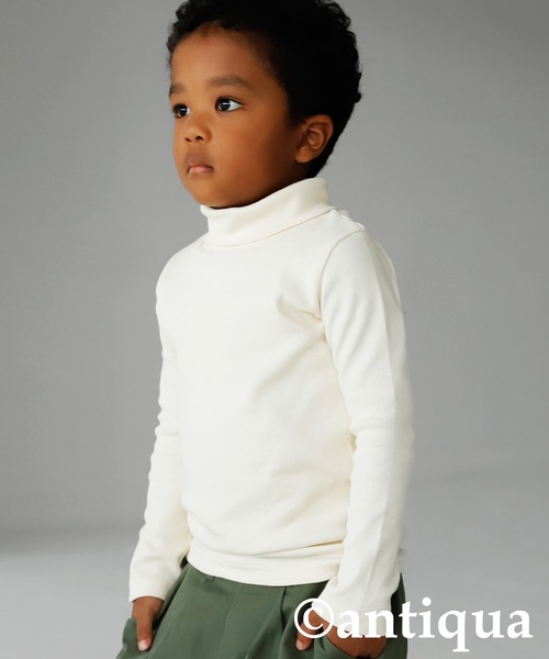 antiqua(アンティカ)の「綿混生地タートルリブトップス(Tシャツ/カットソー・キッズ・マスタード/オレンジ/グリーン/オフホワイト/ブラック/ブルー系その他・110/120/130/140/150/160)」の18枚目の写真