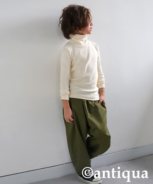 antiqua(アンティカ)の「綿混生地タートルリブトップス(Tシャツ/カットソー・キッズ・マスタード/オレンジ/グリーン/オフホワイト/ブラック/ブルー系その他・110/120/130/140/150/160)」の21枚目の写真