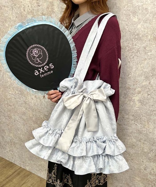 axes femme POETIQUE（アクシーズファムポエティック）の「フリルトートバッグ（トートバッグ・レディース・ブラック/サックスブルー・FREE）」の2枚目の写真