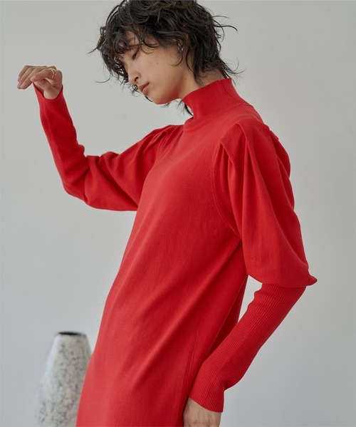miette（ミエット）の「パフスリーブニットワンピース（ワンピース・レディース・グリーン/レッド/ブラック・FREE）」の19枚目の写真