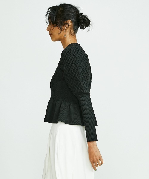 Sov.　ボリュームスリーブケーブルニット　ブラック　36 ダブルスタンダードクロージング ボリュームスリーブケーブルニット