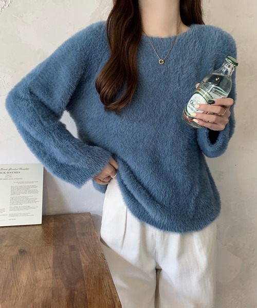 Doula Doula（ドゥーラドゥーラ）の「オーバーサイズシャギーニット（ニット/セーター・レディース・ピンク/ブルー/アイボリー/ブラック/イエロー・FREE）」の12枚目の写真