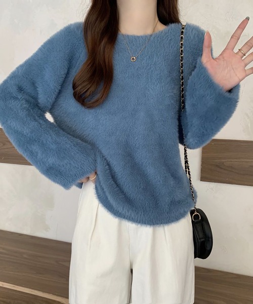 Doula Doula（ドゥーラドゥーラ）の「オーバーサイズシャギーニット（ニット/セーター・レディース・ピンク/ブルー/アイボリー/ブラック/イエロー・FREE）」の14枚目の写真