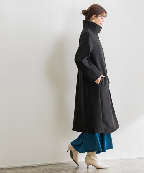 Pierrot（ピエロ）の「メルトンライクスタンドネックコート（チェスターコート・レディース・パープル/ブラック/アイボリー・S/M/L）」の17枚目の写真