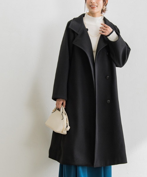 Pierrot（ピエロ）の「メルトンライクスタンドネックコート（チェスターコート・レディース・パープル/ブラック/アイボリー・S/M/L）」の19枚目の写真