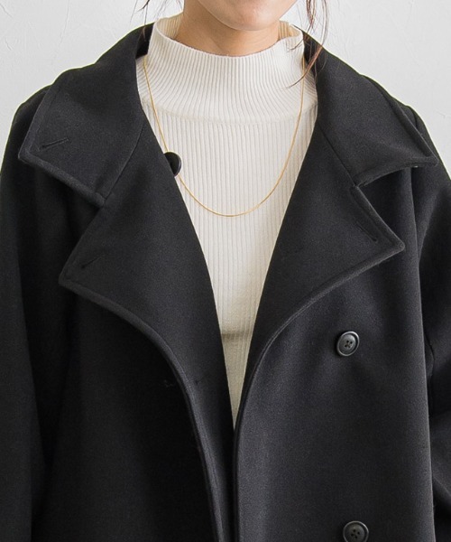 Pierrot（ピエロ）の「メルトンライクスタンドネックコート（チェスターコート・レディース・パープル/ブラック/アイボリー・S/M/L）」の20枚目の写真
