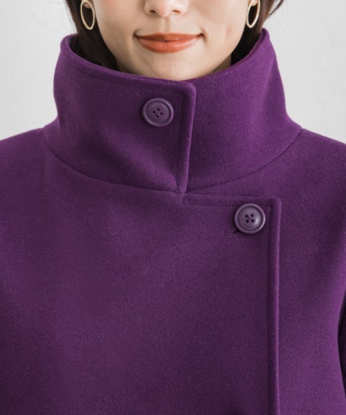 Pierrot（ピエロ）の「メルトンライクスタンドネックコート（チェスターコート・レディース・パープル/ブラック/アイボリー・S/M/L）」の21枚目の写真