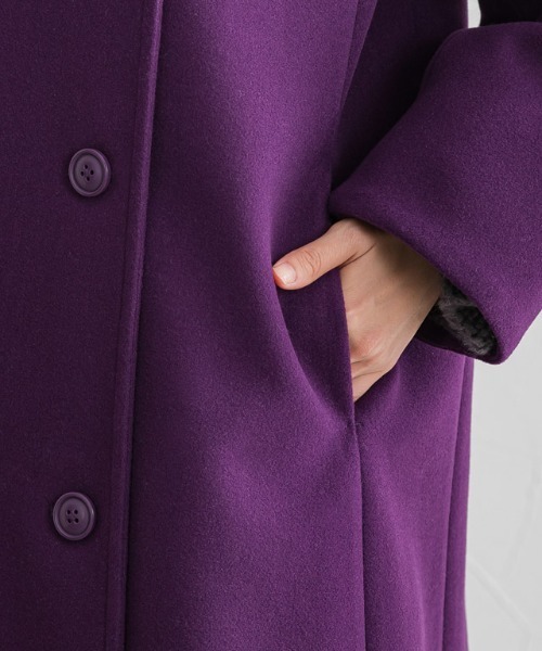 Pierrot（ピエロ）の「メルトンライクスタンドネックコート（チェスターコート・レディース・パープル/ブラック/アイボリー・S/M/L）」の22枚目の写真