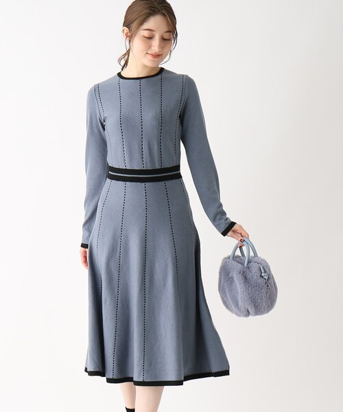 レディース バイカラー ニット ドレス LIP SERVICE ワンピース バイカラーコルセットニットワンピース