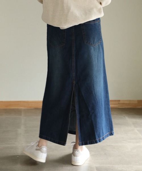 aity(アイティ)の「セミタイトデニムマキシスカート(デニムスカート・レディース・ワンウォッシュ/ブルー/ネイビー・M/LL/L/3L/4L)」の7枚目の写真