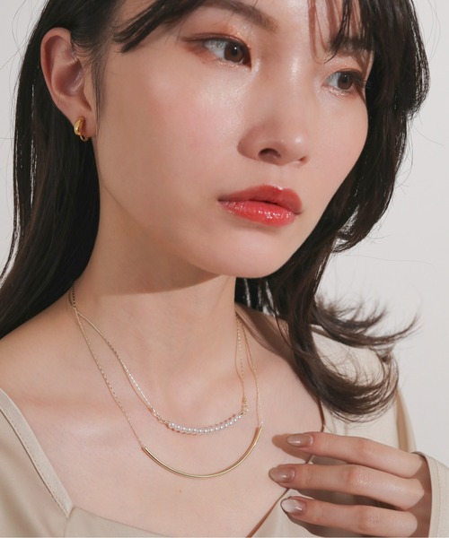 アクセサリー Kana パール チェーン ゴールド 2連 ネックレス パーティー 結婚式 お呼ばれ