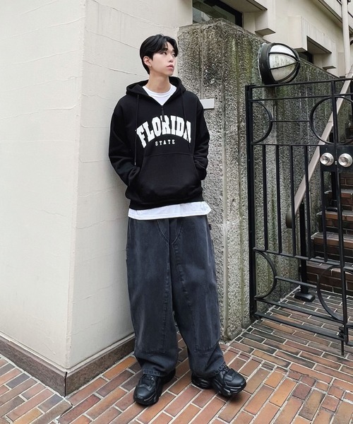 Figments（フィグメンツ）の「【裏起毛】FLORIDAパーカー（パーカー・レディース・杢グレー/カーキ/ブラック・FREE）」の4枚目の写真