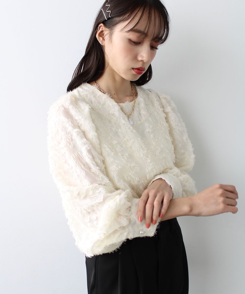 GeeRA(ジーラ)の「シャギージャカードブラウス(シャツ/ブラウス・レディース・ラベンダー/アイボリー/ブラック・SMALL/MEDIUM/LARGE/X-LARGE)」の19枚目の写真