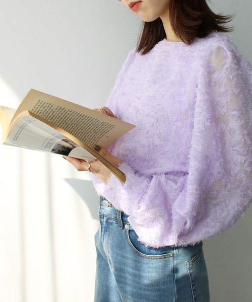 GeeRA(ジーラ)の「シャギージャカードブラウス(シャツ/ブラウス・レディース・ラベンダー/アイボリー/ブラック・SMALL/MEDIUM/LARGE/X-LARGE)」の18枚目の写真