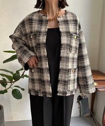 DouDou | SSツイードジャケット(ノーカラージャケット)