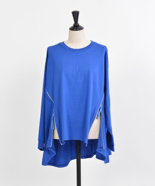 gomme（ゴム）の「20/-天竺　フロントファスナーＴ（Tシャツ/カットソー・レディース・ブルー/ホワイト/ブラック・MEDIUM）」の3枚目の写真