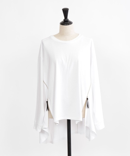 gomme（ゴム）の「20/-天竺　フロントファスナーＴ（Tシャツ/カットソー・レディース・ブルー/ホワイト/ブラック・MEDIUM）」の7枚目の写真