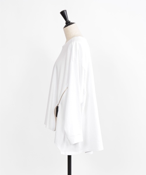 gomme（ゴム）の「20/-天竺　フロントファスナーＴ（Tシャツ/カットソー・レディース・ブルー/ホワイト/ブラック・MEDIUM）」の8枚目の写真