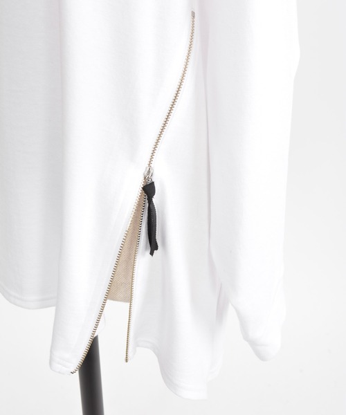 gomme（ゴム）の「20/-天竺　フロントファスナーＴ（Tシャツ/カットソー・レディース・ブルー/ホワイト/ブラック・MEDIUM）」の11枚目の写真