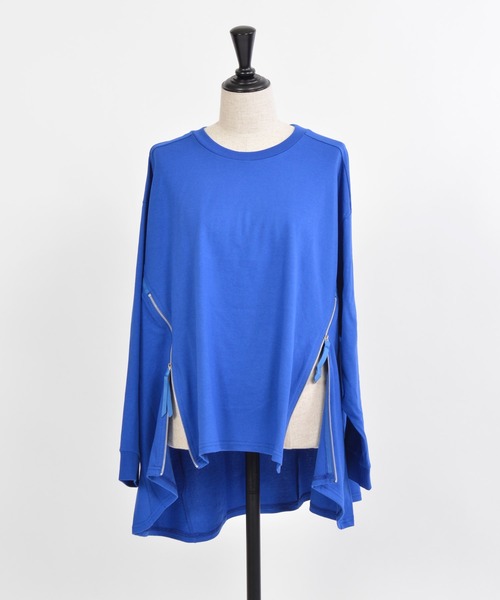 gomme（ゴム）の「20/-天竺　フロントファスナーＴ（Tシャツ/カットソー・レディース・ブルー/ホワイト/ブラック・MEDIUM）」の13枚目の写真