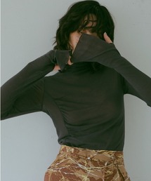 CASA FLINE | アシンメトリーギャザーハイネックトップス(Tシャツ/カットソー)