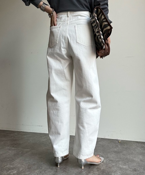 完売商品　DouDou カーブデニム　ダメージカーブデニム　ホワイト　38 完売商品 DouDou カーブデニム ダメージカーブデニム ホワイト