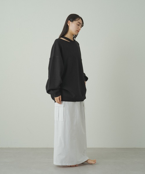 earthy（アーシー）の「デザインネックニット（ニット/セーター・レディース・グレー/オフホワイト/ブラック・FREE）」の5枚目の写真