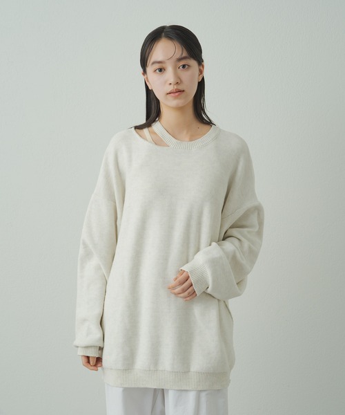 earthy（アーシー）の「デザインネックニット（ニット/セーター・レディース・グレー/オフホワイト/ブラック・FREE）」の16枚目の写真