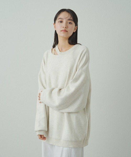 earthy（アーシー）の「デザインネックニット（ニット/セーター・レディース・グレー/オフホワイト/ブラック・FREE）」の17枚目の写真