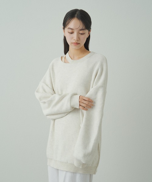 earthy（アーシー）の「デザインネックニット（ニット/セーター・レディース・グレー/オフホワイト/ブラック・FREE）」の20枚目の写真