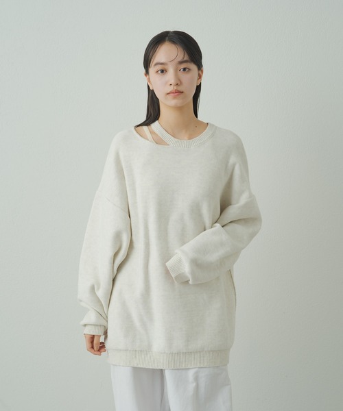 earthy（アーシー）の「デザインネックニット（ニット/セーター・レディース・グレー/オフホワイト/ブラック・FREE）」の21枚目の写真