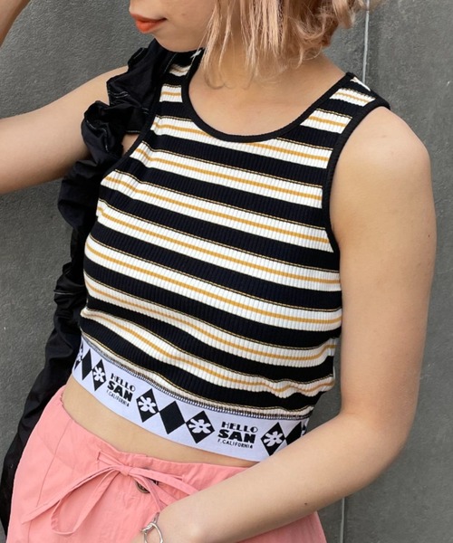 HELLO.SANFRANCISCO（ハローサンフランシスコ）の「【HELLO.SANFRANCISCO/ハローサンフランシスコ】ジャガードゴムクロップドタンクトップ（タンクトップ・レディース・ブラック/サックスブルー・FREE）」の12枚目の写真
