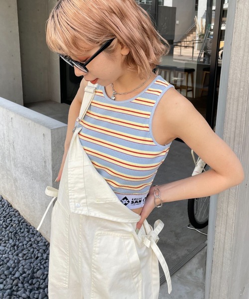 HELLO.SANFRANCISCO（ハローサンフランシスコ）の「【HELLO.SANFRANCISCO/ハローサンフランシスコ】ジャガードゴムクロップドタンクトップ（タンクトップ・レディース・ブラック/サックスブルー・FREE）」の17枚目の写真