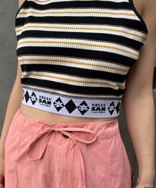 HELLO.SANFRANCISCO（ハローサンフランシスコ）の「【HELLO.SANFRANCISCO/ハローサンフランシスコ】ジャガードゴムクロップドタンクトップ（タンクトップ・レディース・ブラック/サックスブルー・FREE）」の9枚目の写真