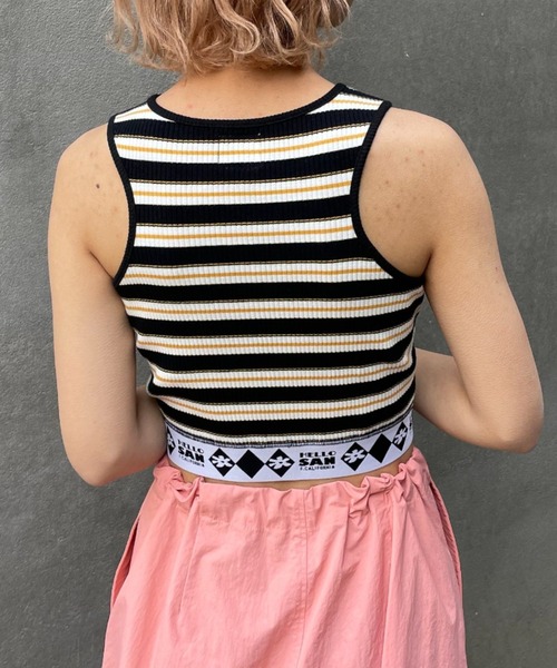 HELLO.SANFRANCISCO（ハローサンフランシスコ）の「【HELLO.SANFRANCISCO/ハローサンフランシスコ】ジャガードゴムクロップドタンクトップ（タンクトップ・レディース・ブラック/サックスブルー・FREE）」の7枚目の写真