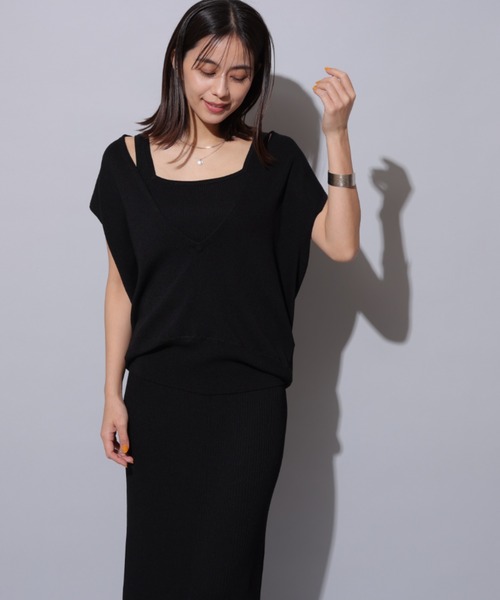 Mystrada（マイストラーダ）の「深Ｖニットアンサンブル（ニット/セーター・レディース・ホワイト/ブラウン/ベージュ系その他/ピンクベージュ/ブラック・38）」の17枚目の写真