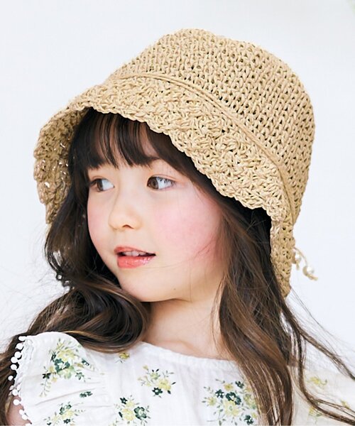 apres les cours（アプレレクール）の「パール付き折りたたみペーパーハット（ハット・キッズ・ベージュ/アイボリー・54/50/58）」の2枚目の写真