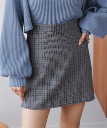 【大人かわいい】千鳥格子柄 チェック 台形ミニスカート