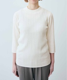 IEDIT 抗菌防臭加工のハイネックデザインリブニット