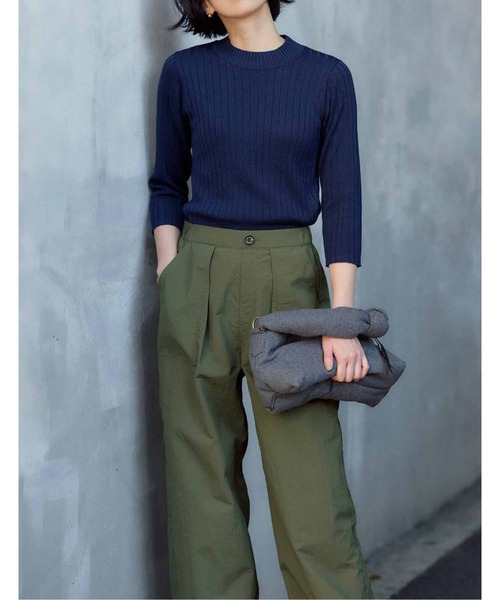 IEDIT（イディット）の「ＩＥＤＩＴ　抗菌防臭加工のハイネックデザインリブニット（ニット/セーター・レディース・ネイビー/ブラック/ホワイト・MEDIUM/LARGE/X-LARGE/XX-LARGE/XXX-LARGE/SMALL）」の10枚目の写真