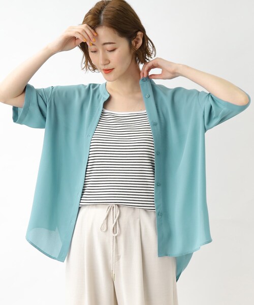 grove（グローブ）の「◆2WAYジョーゼットシャツブラウス（シャツ/ブラウス・レディース・ブルー/ネイビー/アイボリー・03/02/04/01/05）」の8枚目の写真