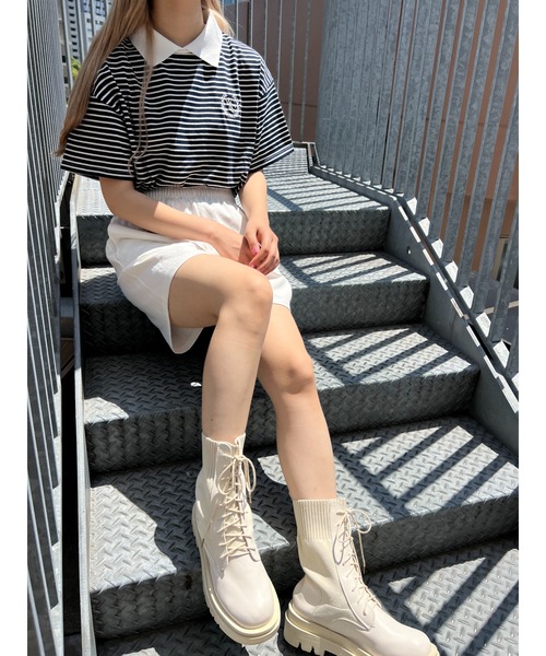 PHILLY(フィリー)の「襟付きカレッジロゴTシャツ(Tシャツ/カットソー・レディース・その他1/ブラック・FREE)」の14枚目の写真