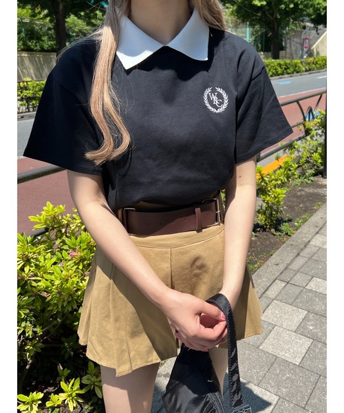 PHILLY(フィリー)の「襟付きカレッジロゴTシャツ(Tシャツ/カットソー・レディース・その他1/ブラック・FREE)」の8枚目の写真