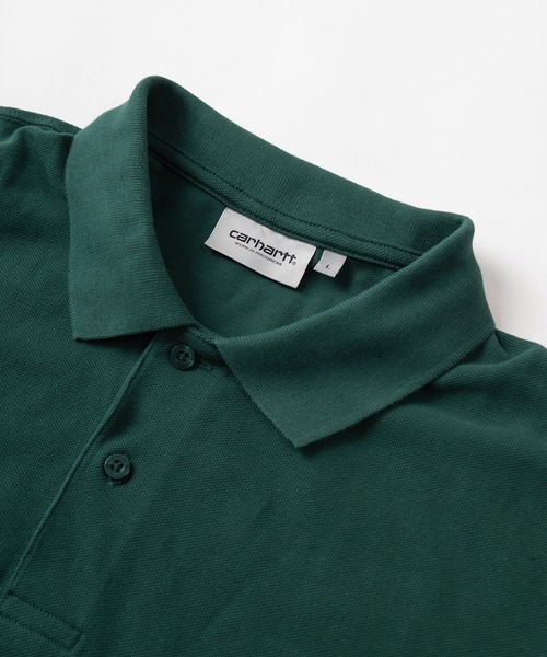 Carhartt】半袖ポロシャツ ワンポイント刺繍ロゴ グリーン