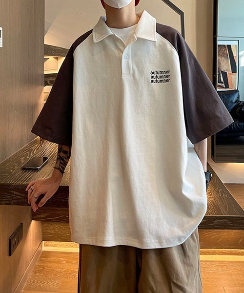 WESTBOY(ウエストボーイ)の「ビッグシルエットラグランスリーブポロシャツWOK23S3TP04【WB ORIGINALS】(ポロシャツ・メンズ・ホワイト/ネイビー/ベージュ・L/M/XL)」の1枚目の写真